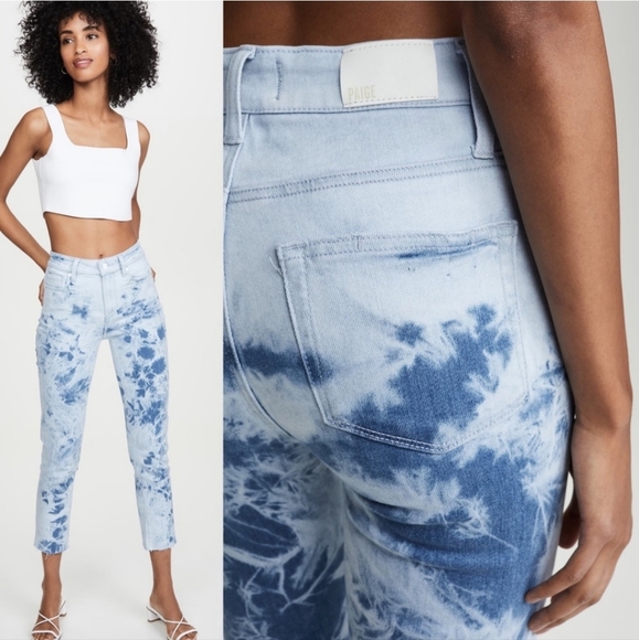 🫰🌊 $229 NWOT PAIGE Hoxton Indigo Tye Dye Denim Jeans - Picture 4 of 4
